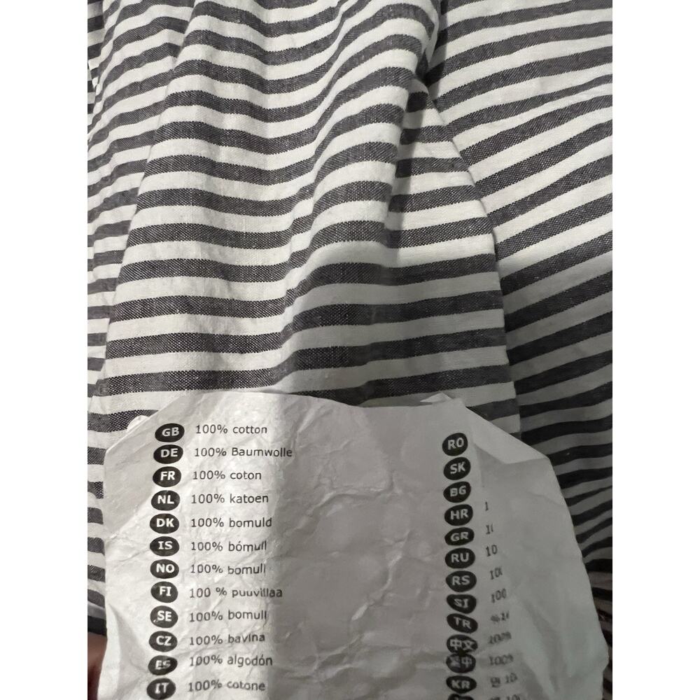 IKEA SOLFIBBLA WHITE/grey STRIPE FULL DUVET Cover Cotton 80x86”